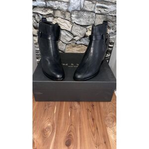 New In Box " DALTON" Rag & Bone Black leather Strap Boot " Bootie" Ankle SIZE 40
